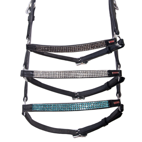 Karlslund Kombi Hannoveraanse neusriem met 4 rijen kristallen