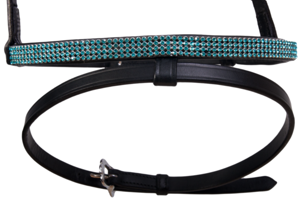 Karlslund Kombi gecombineerde neusriem met  4 rijen kristallen