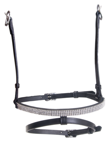 Karlslund Kombi gecombineerde neusriem met  4 rijen kristallen