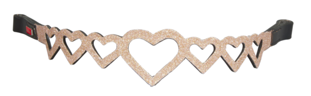 Karlslund Kombi Frontriem met Multi Heart &ndash; Zwart Leer of Ros&eacute;gouden Glitter