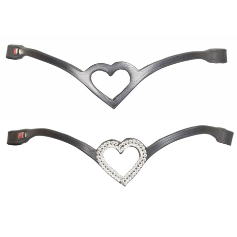 Karlsund Kombi Frontriem met Hart &ndash; Zwart Leer of Witte Kristallen