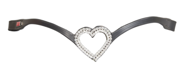 Karlsund Kombi Frontriem met Hart &ndash; Zwart Leer of Witte Kristallen