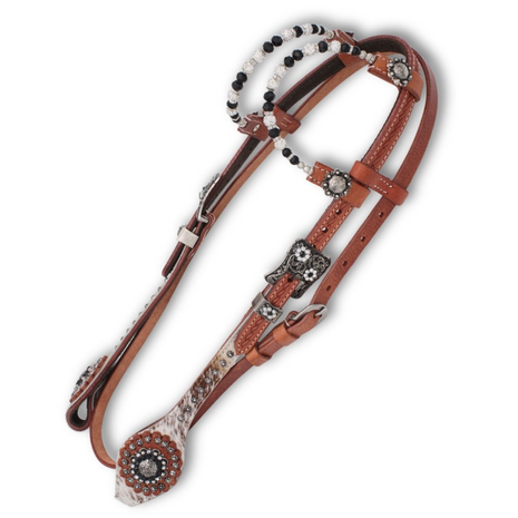 Westernhoofdstel Two Ear met Keelriem Chestnut Cowhide 