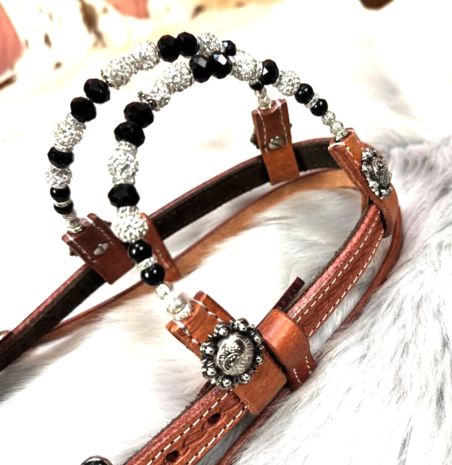 Westernhoofdstel Two Ear met Keelriem Chestnut Cowhide 