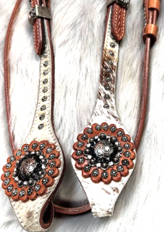 Westernhoofdstel Two Ear met Keelriem Chestnut Cowhide 