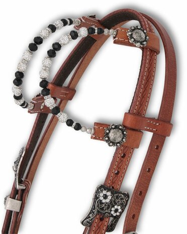 Westernhoofdstel Two Ear met Keelriem Chestnut Cowhide 