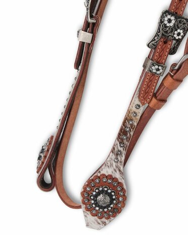Westernhoofdstel Two Ear met Keelriem Chestnut Cowhide 