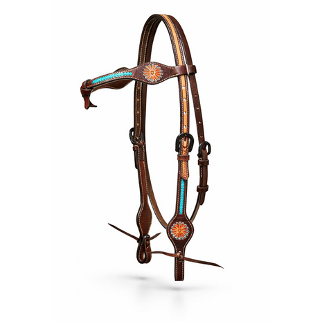Western Hoofdstel Turquoise Flower