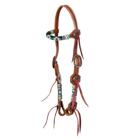 Pool&rsquo;s Blue Star Beaded Oiled Western Hoofdstel