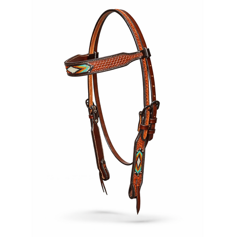 Western Hoofdstel Beaded Tooling