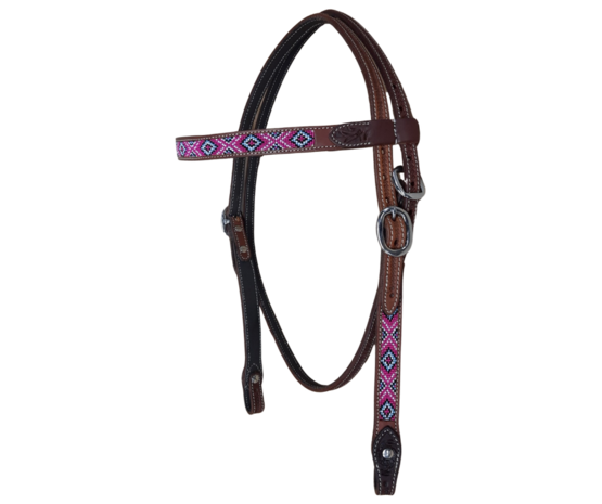 Western Hoofdstel Pink Beads 