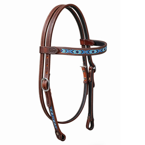 Western Hoofdstel Beads Double Blue Beads