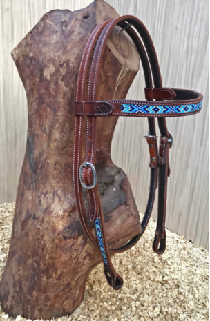 Western Hoofdstel Beads Double Blue Beads