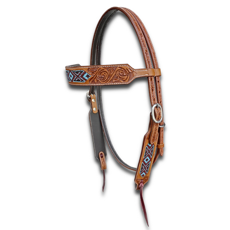 Browband Western Headstall met Beads | Antique Chestnut | QH