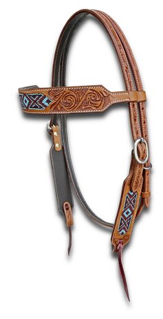 Browband Western Headstall met Beads | Antique Chestnut | QH