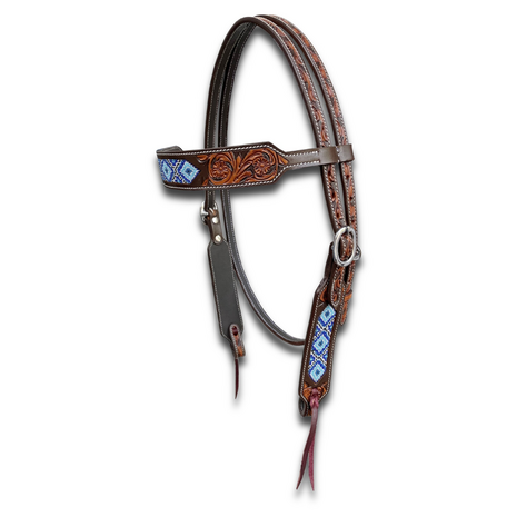 Browband Western Headstall met Beads | Antique Chestnut | QH