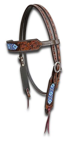 Browband Western Headstall met Beads | Antique Chestnut | QH