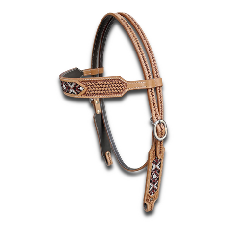 Browband Western Headstall met Beads | Antique Russet | QH