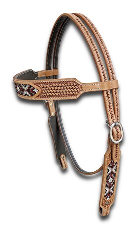 Browband Western Headstall met Beads | Antique Russet | QH