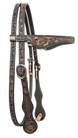Browband Western Headstall Flower Tooling | Russet met Brown | QH