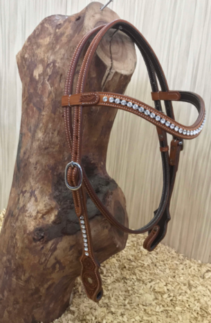 Crystals Browband Western Headstall | Russet, Chestnut &amp; Dark Chestnut | QH