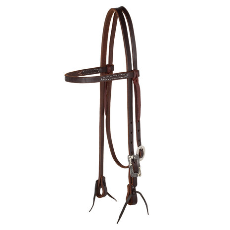 Browband Western Bridle &ndash; Oiled Leather with Black Steel Buckle 