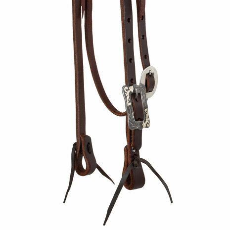 Browband Western Bridle &ndash; Oiled Leather with Black Steel Buckle 