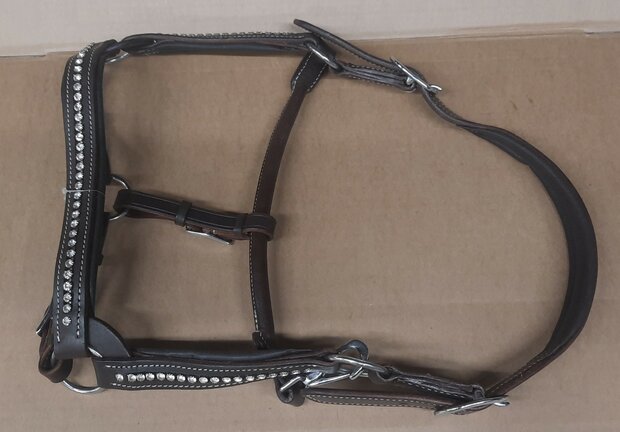 Lederen Halster &ndash; Witte Strassstenen