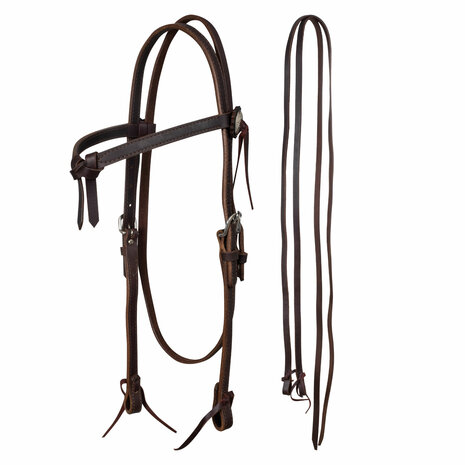 Lakota Stitched Pro Bridle QH Brown | Western Hoofdstel met Teugels