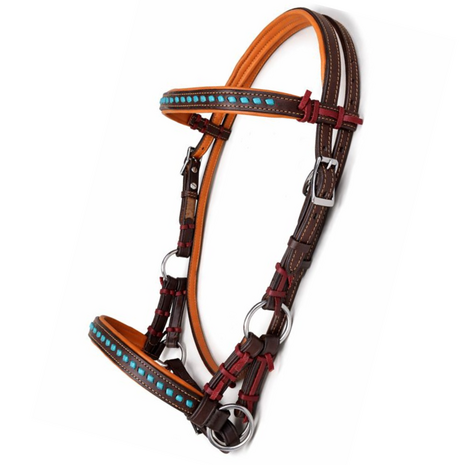 Sidepull Buck-Stitched met Turquoise Details