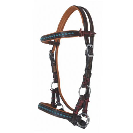 Sidepull Buck-Stitched met Turquoise Details