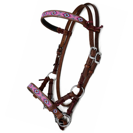 Bitloos Sidepull Hoofdstel Pink Beads &ndash; maat XL