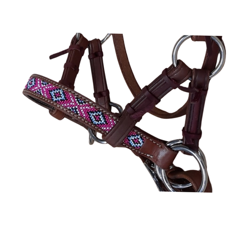 Bitloos Sidepull Hoofdstel Pink Beads &ndash; maat XL