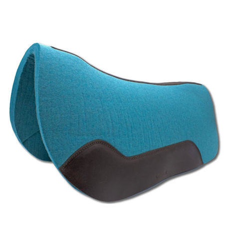 Western Viltpad Turquoise Round Skirt met Donkerbruin Leer  - 73 &times; 79 cm