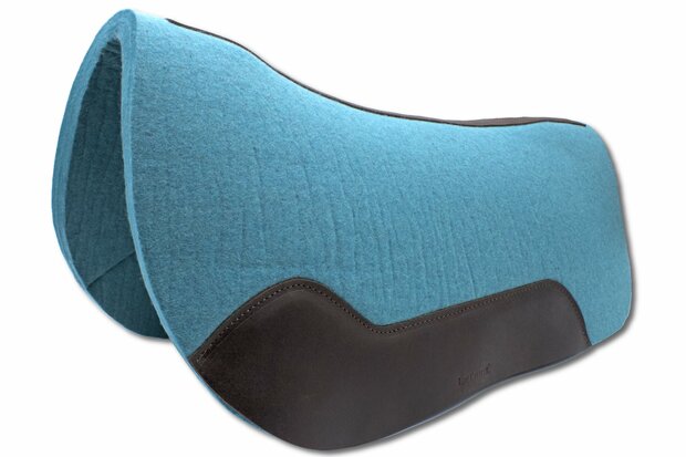 Western Viltpad Turquoise Round Skirt met Donkerbruin Leer  - 73 &times; 79 cm