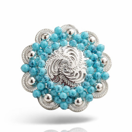 RHINESTONE Concho Flower Setting Silver Turquoise