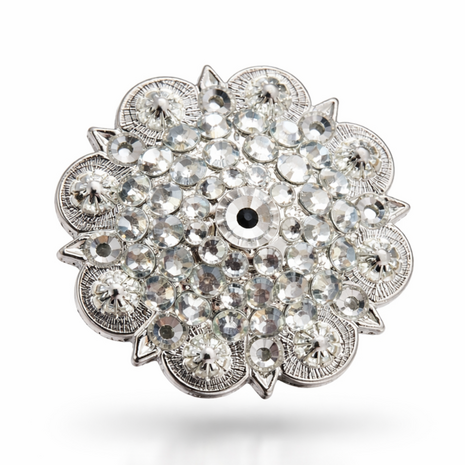 RHINESTONE Concho Antique Silver White