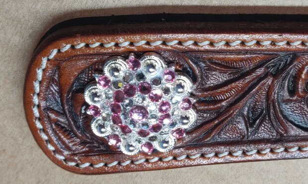 RHINESTONE Concho Antique Silver Rose