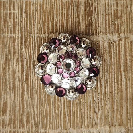 RHINESTONE Concho Antique Silver Rose