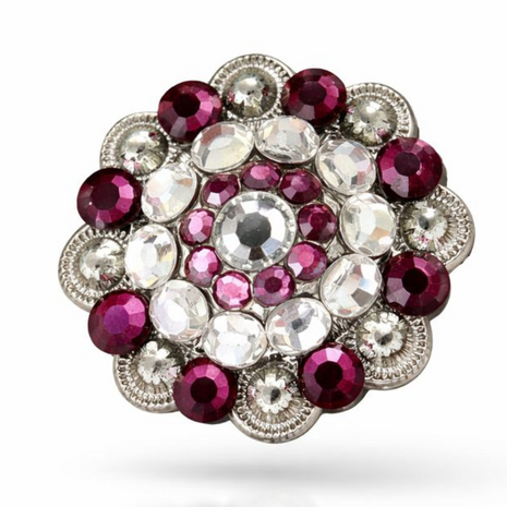 RHINESTONE Concho Antique Silver Rose