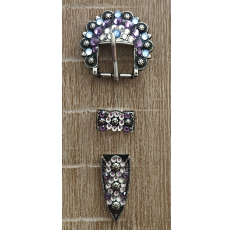 Copper Buckle Set met Tanzanite Blue Rhinestones &ndash; 5/8 inch