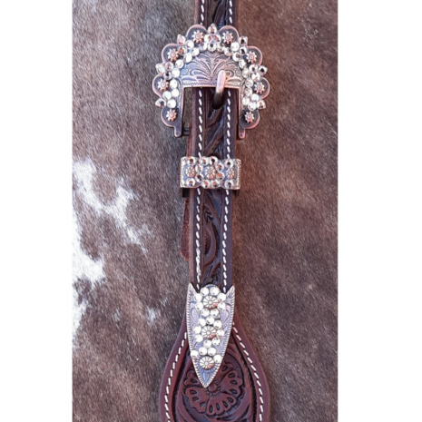 Antique Copper Buckle Set met Peach Rhinestones &ndash; 5/8 inch