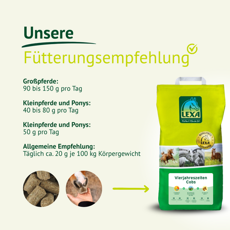 LEXA Four Seasons Cobs  9 KG &ndash; uitgebalanceerde mineralenbrokjes voor weidepaarden