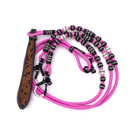 Nylon Romal-teugels in roze met rawhide