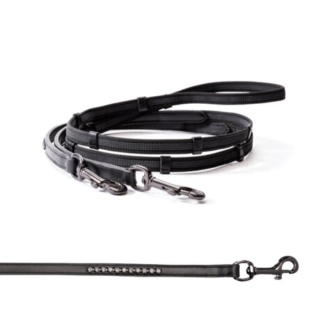 Rubber Grip Teugels met Strass Steentjes &amp; Karabijnhaak &ndash; 16mm