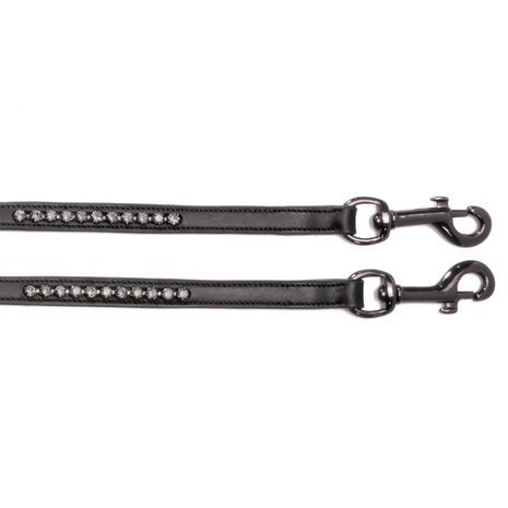 Rubber Grip Teugels met Strass Steentjes &amp; Karabijnhaak &ndash; 16mm