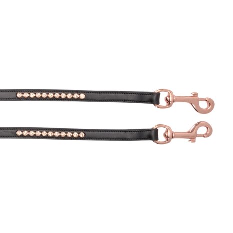 Rubber Grip Teugels met Strass Steentjes &amp; Karabijnhaak &ndash; 16mm