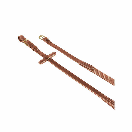 Equestro Kris Brass Grip Teugels &ndash; Italiaans Leder &amp; Messing Beslag &ndash; 19mm