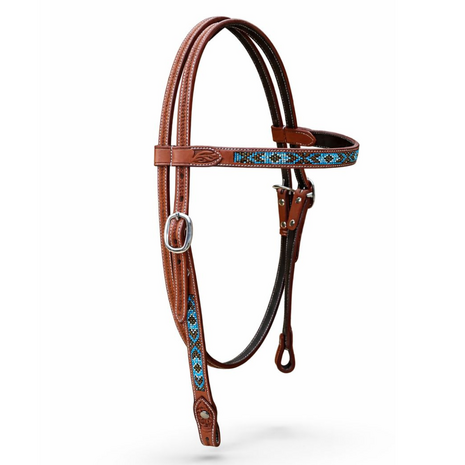 Browband Western Headstall met Turquoise Beads - Quarter Horse
