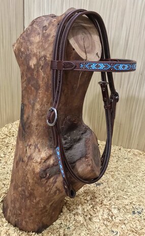 Browband Western Headstall met Turquoise Beads - Quarter Horse